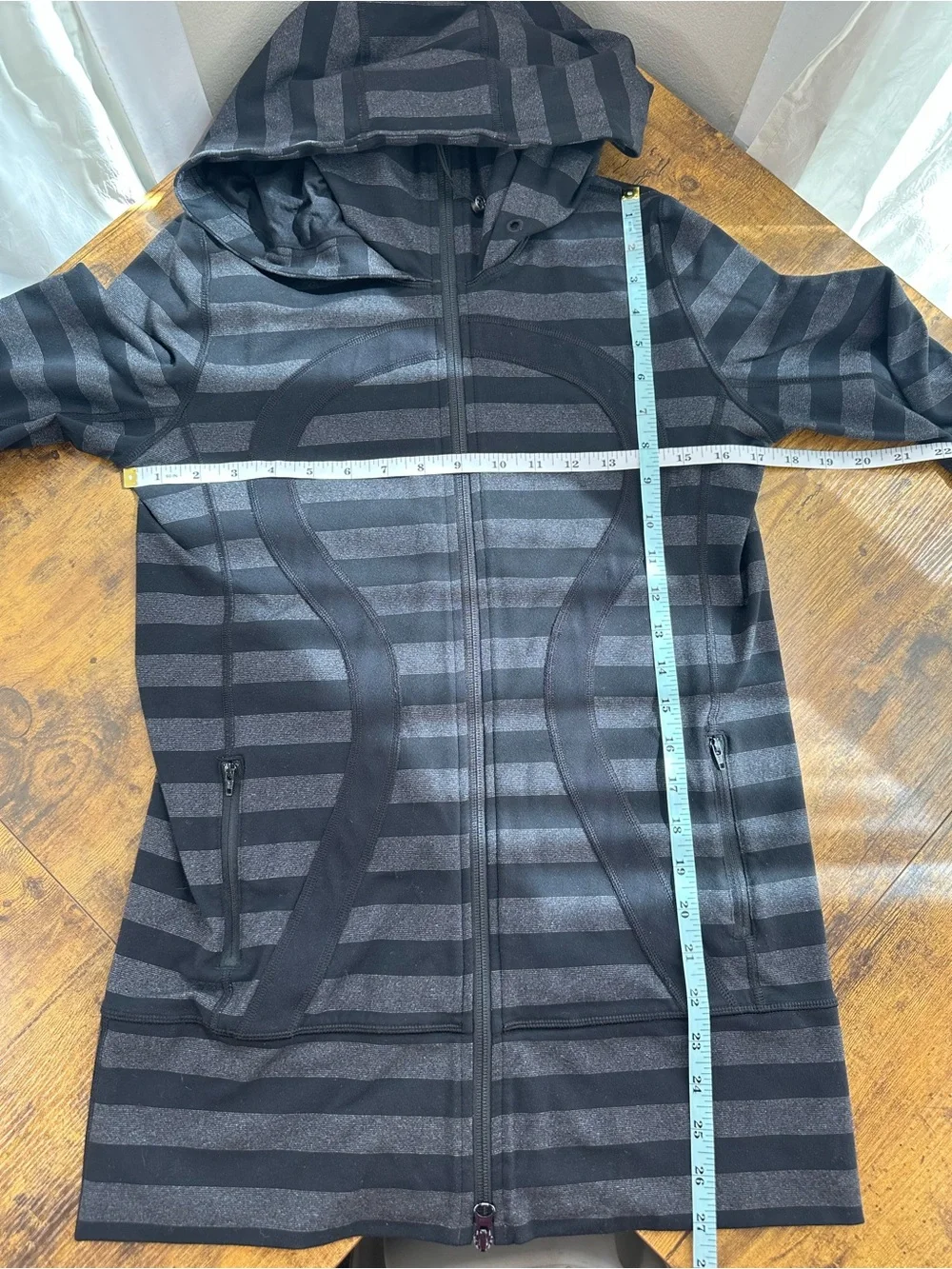 Lululemon Stride Jacket, Black Black Micro Macro Stripe, 8